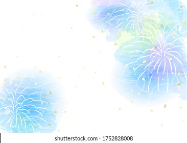 Summer memories, light-colored fireworks background illustrations and Japanese paper textures.Can be used as a hot summer greeting card in Japan