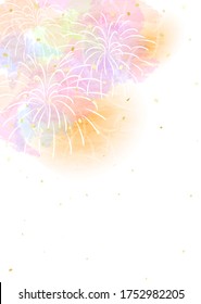Summer memories, light-colored fireworks background illustrations and Japanese paper textures.Can be used as a hot summer greeting card in Japan