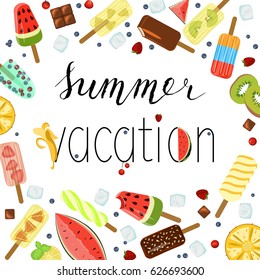 Summer menu banner with Berries and fruits for online cafes, restaurants, advertising actions, magazines and websites. Vector illustration eps 10