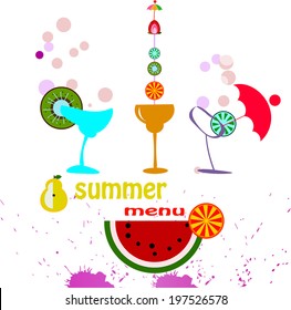 summer menu with cocktails