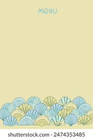 Summer Menu design template with place for your text. Hand-lettered title. Hand drawn frame decoration with hells. Light background