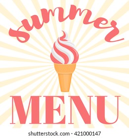 Summer menu with ice cream. Menu