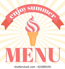 Summer menu with ice cream. Menu