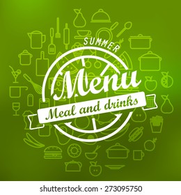 Summer menu label design. Vector lineart concept 