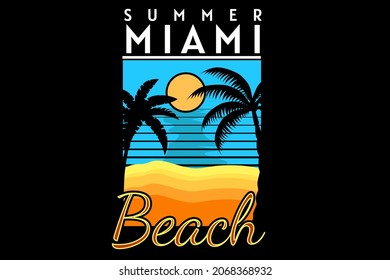 summer miami beach silhouette retro design