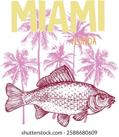 summer miami palm tropical vector 