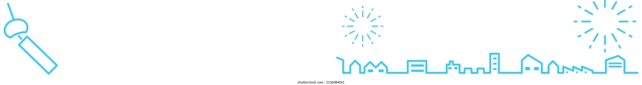 Summer in the middle of summer, Japanese style, simple line drawings (no text), 728x90