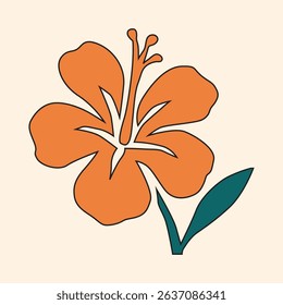 Summer minimalist background with hibiscus, banner, poster, greeting card, template. Vacation concept  