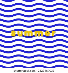 Summer minimalist background. Stripy blue banner. For social media post, promotional banner or advertising. Vector illustration, flat design