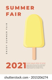 summer minimalist poster design with ice cream illustration. good for poster, invitation, flyer, banner, ads, magazine, cover,  promotion,ETC