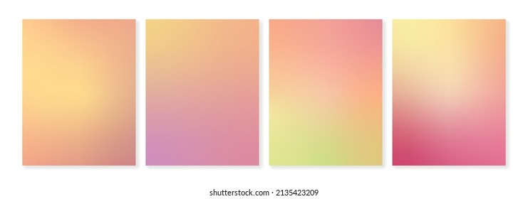 Summer Mix. Set of gradient backgrounds in warm colors with soft transitions. For covers, wallpapers, blogs, social media and many other projects. Vector, can be used for printing.