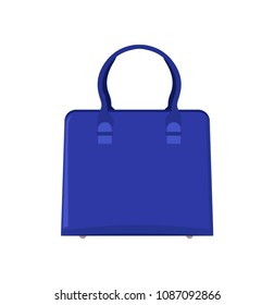 Summer mode blue bag, poster with accessory made for women, item of handbag, clothing and beauty objects, vector illustration isolated on white