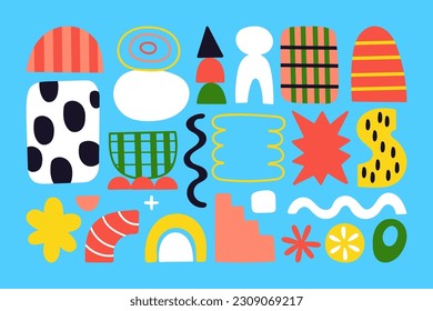Summer modern background with abstract shapes. Childish print for cards, packaging, wall art and decoration