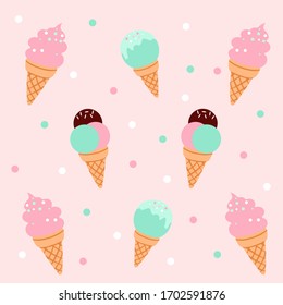 Summer modern flat ice-cream illustration pattern