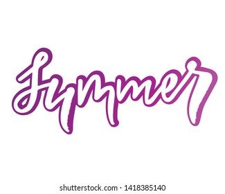 Summer - modern handlettering text. Design print for postcard, label, logo, sign, emblem, sticker, poster, badge, clother. Vector illustration on background