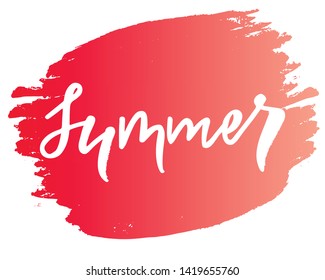 Summer - modern handlettering text. Design print for postcard, label, logo, sign, emblem, sticker, poster, badge, clother. Vector illustration on background