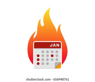 Summer Month Calendar Icon Logo Design Element