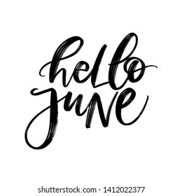 SUMMER MONTH VECTOR HAND LETTERING TYPOGRAPHY. HELLO JUNE. JUNE MONTH