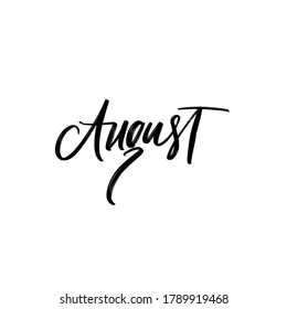 SUMMER MONTH VECTOR HAND LETTERING. AUGUST. AUGUST MONTH