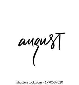 SUMMER MONTH VECTOR HAND LETTERING. AUGUST. AUGUST MONTH
