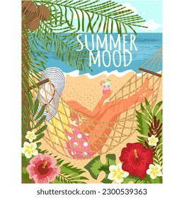 Summer mood background vacation beach time vector