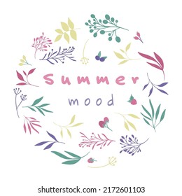 Summer mood elements for greeting cards and decorations. Vector illustration.