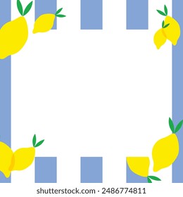 Plantilla de cartel de tarjeta de felicitación de sentimiento de verano. Postal minimalista, baner, hojas de la naturaleza y limones. Ilustración vectorial en estilo plano de dibujos animados sobre fondo amarillo. Vector de limón. Italia