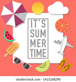 summer mood style advertisement with many objects vector