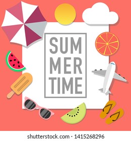 summer mood style advertisement with many objects vector