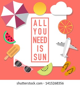 summer mood style advertisement with many objects vector