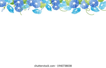 Summer morning glory watercolor style vector illustration frame background (copy space)