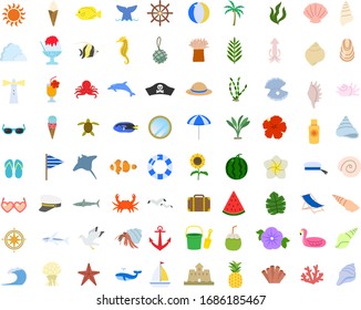 Summer motif vector illustration set