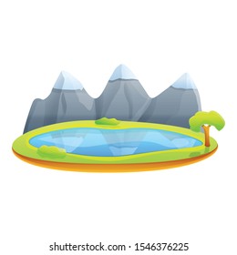 Summer mountain lake icon. Cartoon of summer mountain lake vector icon for web design isolated on white background