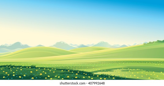Summer Mountain Landscape. Vector Illustration.