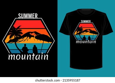 Summer mountain retro vintage t shirt design