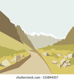 Summer mountains landscape. Vector illustration