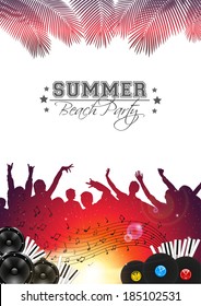 Summer Music Background with Instruments - Vector with place for your text