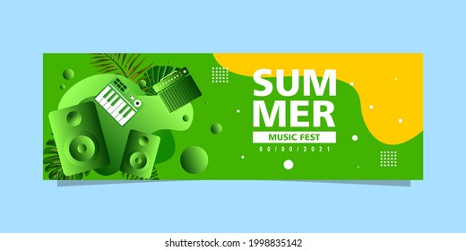 Summer Music Banner, Music Festival Illustration Design for Party and Event. for web, banner, poster design and others, design illustration