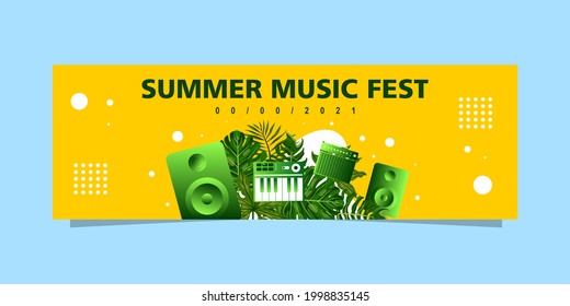 Summer Music Banner, Music Festival Illustration Design for Party and Event. for web, banner, poster design and others, design illustration