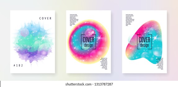 Summer music. Commercial presentation layout set for electro event. Fluid holographic gradient shape and line. Electronic sound. Night dance holiday. Summer music fest poster and flyer.
