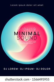 Summer music. Electronic sound. Night dance lifestyle holiday. Futuristic indie concert brochure design. Fluid holographic gradient shape and line. Fest poster and flyer for summer music.