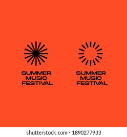Summer music fastival sun logo design template set. Circle abstract modern vector sign logotype