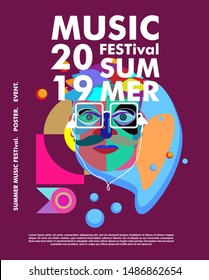 Summer and Music Festival Banner and Background Template for Event, Magazine, and Web Banner.