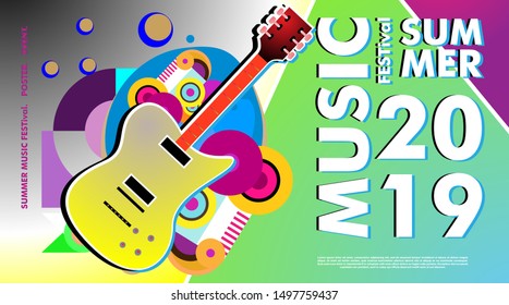 Summer and Music Festival Banner and Background Template for Event, Magazine, and Web Banner.