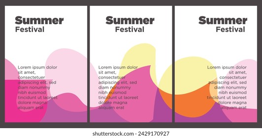 Summer Music Festival event publication set with abstract background illustration vector template
