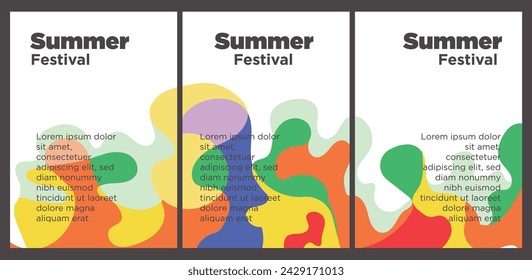 Summer Music Festival event publication set with abstract background illustration vector template