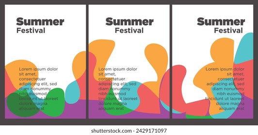 Summer Music Festival event publication set with abstract background illustration vector template