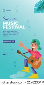 Summer music festival portrait template design. 