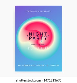 Summer music. Fluid holographic gradient shape and line. Creative trance concert cover template. Electronic sound. Night dance lifestyle holiday. Fest poster and flyer for summer music.