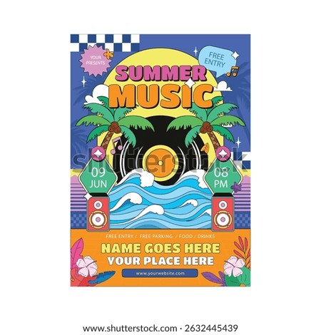 Summer music flyer poster template design